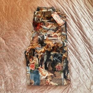 SHEIN Multicolor Angel Print Boyfriend Jeans